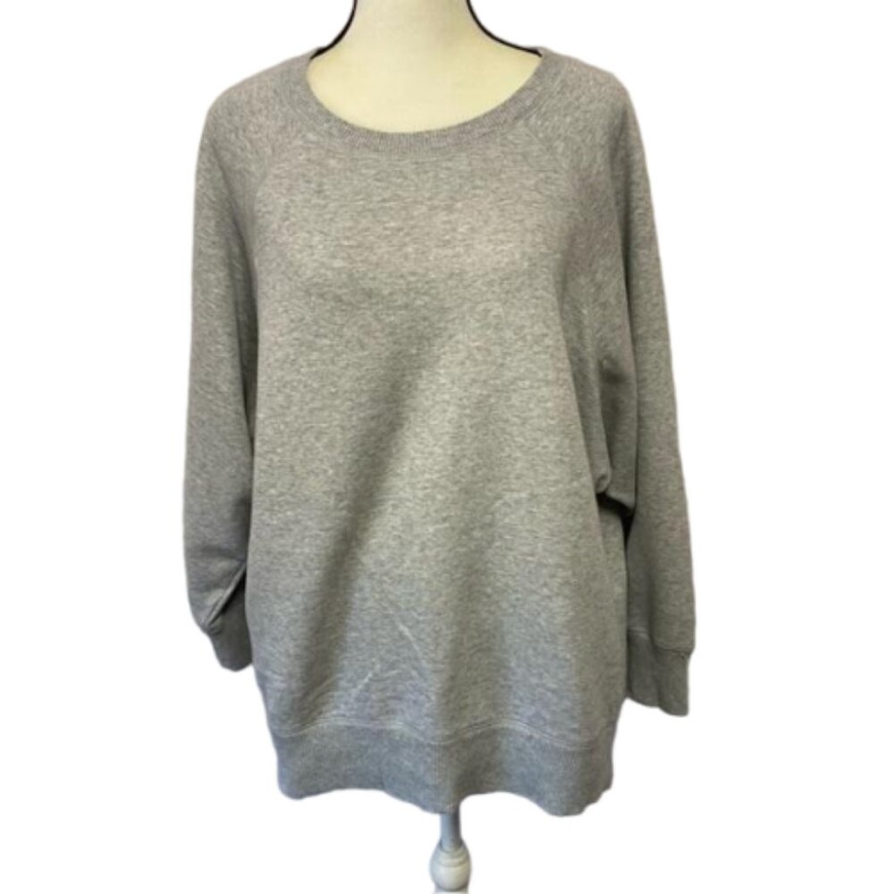 aerie Gray Cotton Batwing Dolman Sleeve Round Neck Sweatshirt Size L #1416